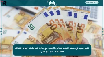 تغير جديد في سعر اليورو مقابل الجنيه مع بداية تعاملات اليوم الثلاثاء 5-8-2025.. كم بلغ الآن؟